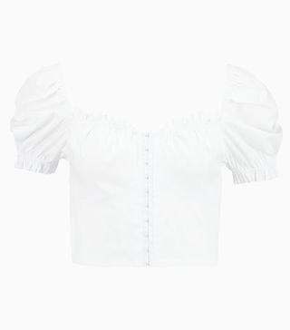 River Island + Puff Sleeve Top With Hook and Eye Front