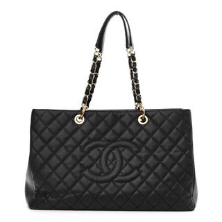 Chanel + Caviar Quilted Xl Grand Shopping Tote Gst Black