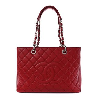 Fashionphile + Chanel Caviar Quilted Grand Shopping Tote Gst Red