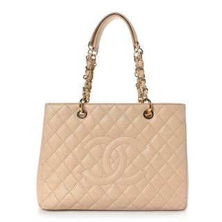 Fashionphile + Chanel Caviar Quilted Grand Shopping Tote Gst Beige Clair