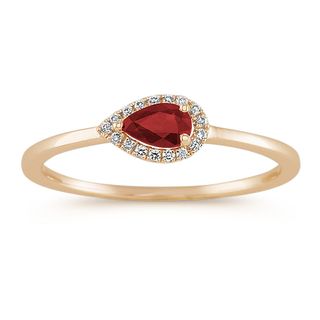 Shane Co. + Pear-Shaped Ruby and Round Diamond Ring