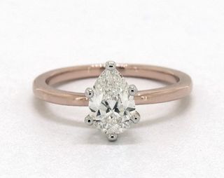 James Allen + 0.90 Carat Pear Shaped Solitaire Engagement Ring in 14K Rose Gold