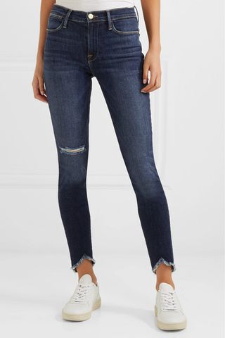 Frame + Le High Skinny Sweetheart Distressed High-Rise Jeans