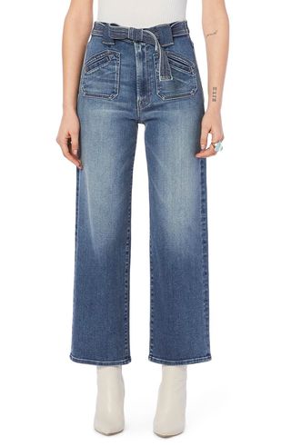 Mother + The Tie Patch Rambler Ankle Wide Leg Jeans