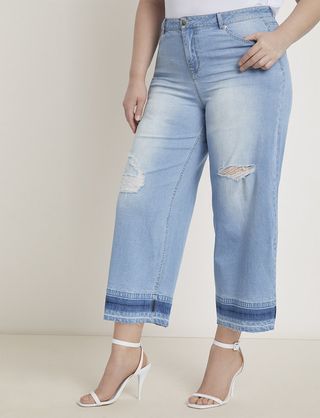 Eloquii + Wide Leg Crop Jean with Release Hem