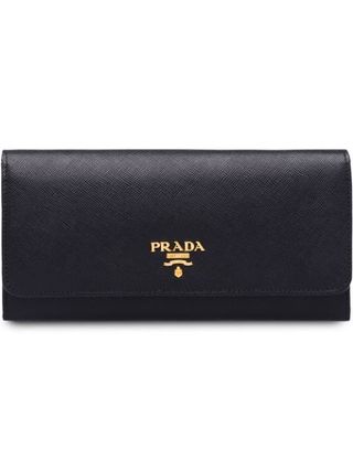 Prada + Logo-Plaque Continental Wallet