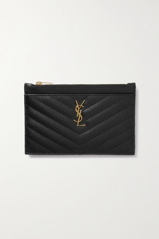 Saint Laurent + Monogram Quilted Textured Leather Wallet