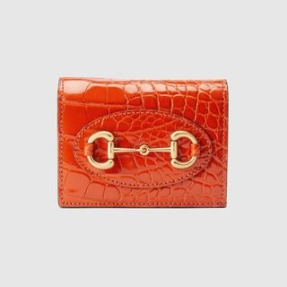 Gucci + Horsebit 1955 Crocodile Card Case Wallet