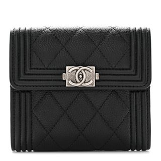Chanel + Caviar Quilted Compact Boy Wallet Black