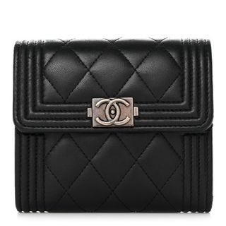 Chanel + Caviar Quilted Compact Boy Wallet Black