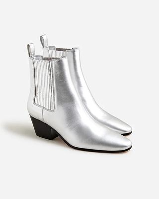 J.Crew + Piper Ankle Boots in Metallic Silver