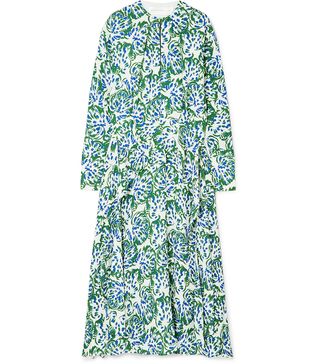Victoria by Victoria Beckham + Ruffled Printed Crepe Midi Dress