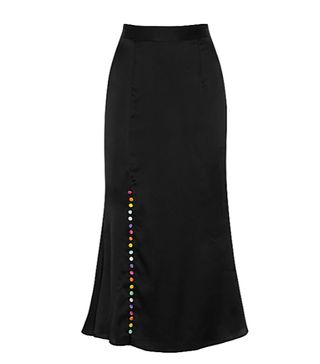 Olivia Rubin + Hanna Black Silk Midi Skirt