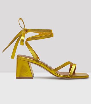 Miista + Quima Yellow Gold Metallic Leather Sandals