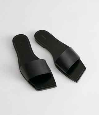 & Other Stories + Leather Square Toe Slip On Sandals