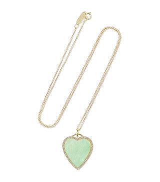 Jennifer Meyer + Heart 18-Karat Gold Turquoise and Diamond Necklace