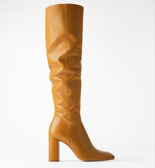 Zara + High Leg Leather Heeled Boots