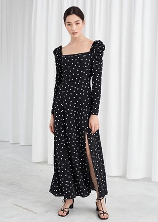 & Other Stories + Ruched Polka Dot Maxi Dress