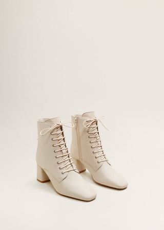 Mango + Lace-Up Leather Boots