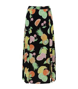 Warehouse + Fruit Salad Print Midi Skirt