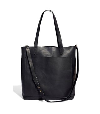 Madewell + Leather Medium Transport Tote Bag in True Black