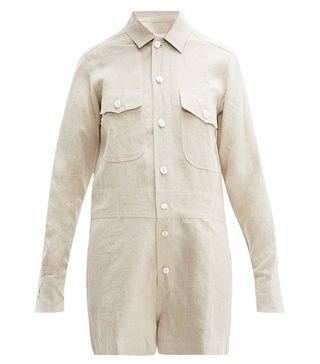White Story + Pip Button-Down Linen Playsuit