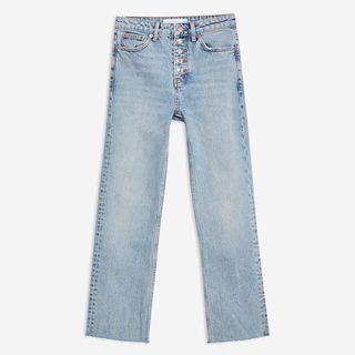 Topshop + Bleached Button-Fly Jeans