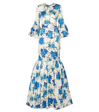 Rebecca de Ravenel + Patio Belted Ruffled Floral-Print Silk-Blend Twill Maxi Dress