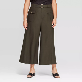 Who What Wear x Target + Mid-Rise Back Button Wide Leg Utility Pants