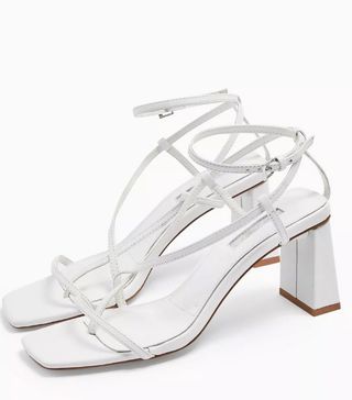 Topshop + White Set Back Heels