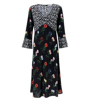 Finery London + Elodie V Neck Floral Midi Dress, Black/Multi