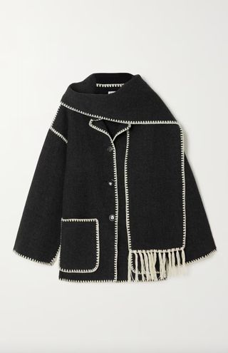 Toteme + Draped Fringed Wool-Blend Jacket