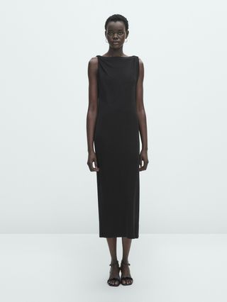 Massimo Dutti + Flowing Dress With Shoulder Detail