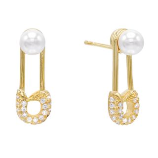 Adina's Jewels + Pearl Safety Pin Stud Earrings