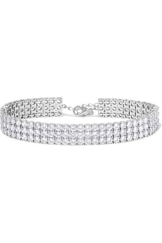 Kenneth Jay Lane + Rhodium-Plated Cubic Zirconia Anklet