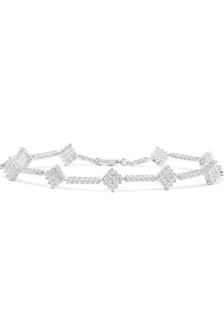 Kenneth Jay Lane + Silver-Tone Cubic Zirconia Anklet