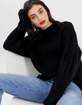ASOS + Chunky Sweater in Rib With Crew Neck