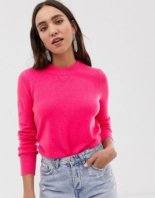 ASOS + River Island Crew-Neck Sweater in Pink