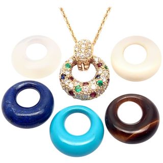 Van Cleef & Arpels + Diamond Ruby Emerald Sapphire Gold 5 Extra Pendants Necklace