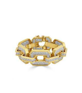 Jill Heller + 1970s Unsigned 18-Karat Gold And Diamond Link Bracelet