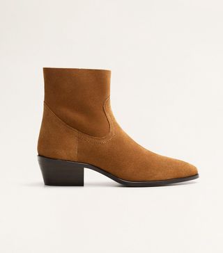 Mango + Heel Leather Ankle Boots