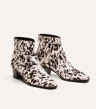 Violeta by Mango + Animal Print Leather Ankle Boots