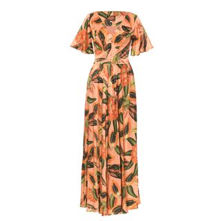Lena Hoschek + Sunset Papaya-Print Maxi Dress
