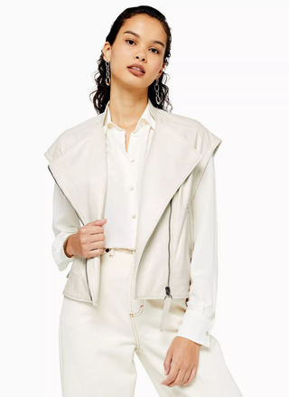 Topshop + White Leather Gilet