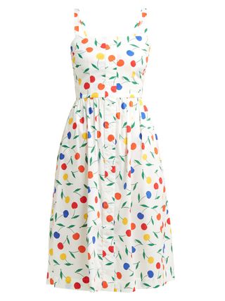 HVN + Laura Cherry-Print Cotton-Blend Dress