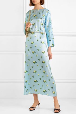 Bernadette + Dakota Floral-Print Stretch-Silk Satin Maxi Dress