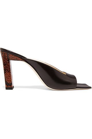 Wandler + Isa Smooth and Snake-Effect Leather Mules