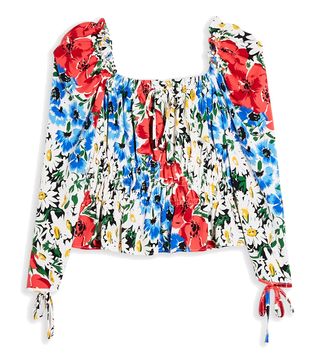Topshop + Vancouver Floral Ruched Prairie Blouse