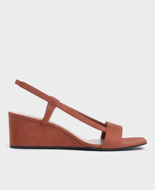 Charles & Keith + Square Toe Slingback Wedges