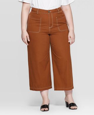 Who What Wear + Wide Straight Leg Mid Rise Pants